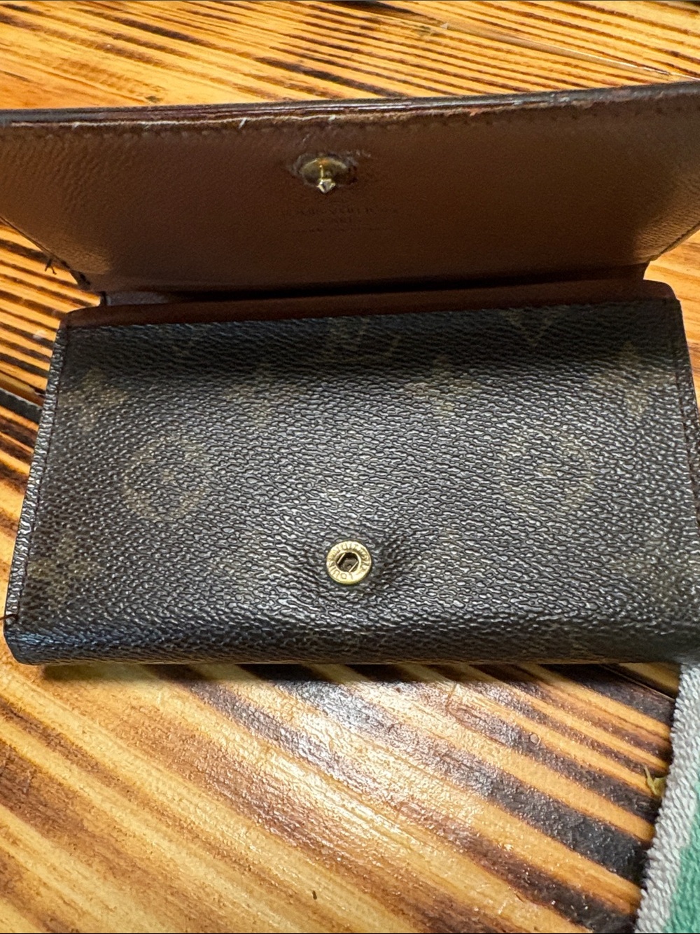 Louis Vuitton Dark Brown Monogram Canvas Bi-Fold Wallet with Gold Snap - Picture 9 of 12